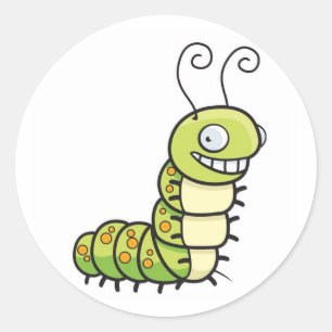 Redonda Pegatina Cute Catepillar