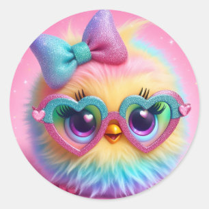 Redonda Pegatina Cute Chick