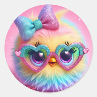 Redonda Pegatina Cute Chick