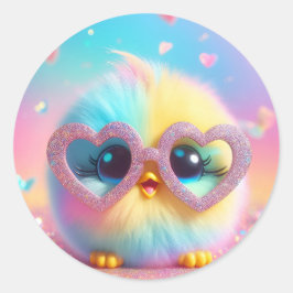 Redonda Pegatina Cute Chick