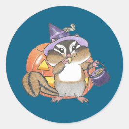 Redonda Pegatina Cute Chipmunk Halloween