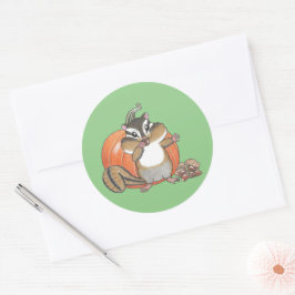 Redonda Pegatina Cute Chipmunk Pumpkin
