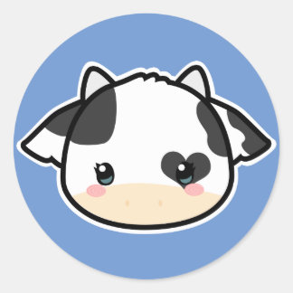 Redonda Pegatina Cute Cow