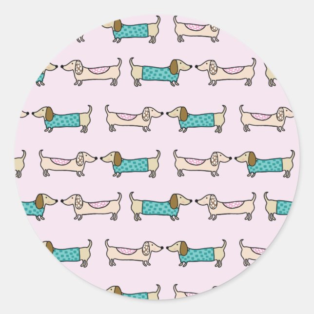 Redonda Pegatina - Cute dachshunds (Anverso)