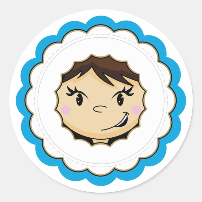 Redonda Pegatina Cute Eskimo Face (Anverso)