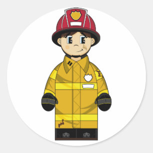 Redonda Pegatina Cute Firefighter