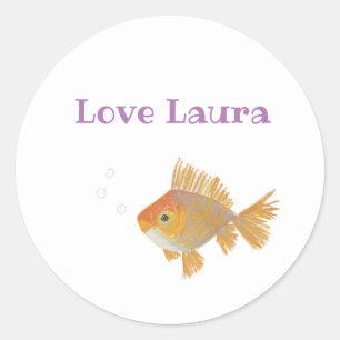 Redonda Pegatina Cute Goldfish