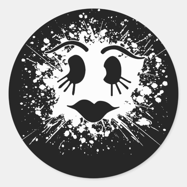 Redonda Pegatina Cute Halloween Ghost Face (Anverso)