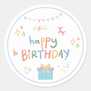 Redonda Pegatina Cute Happy Birthday