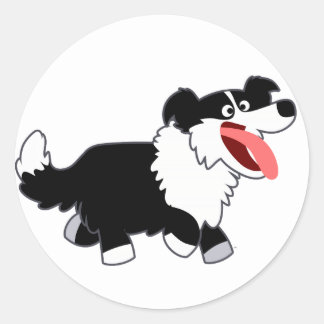 Redonda Pegatina Cute Happy Personalizado Border Collie