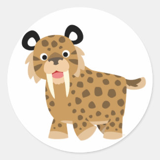 Redonda Pegatina Cute Happy Personalizado Smilodon