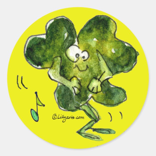 Redonda Pegatina Cute Irish Shamrock n Roll 07 (Anverso)