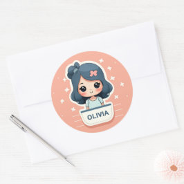 Redonda Pegatina Cute Olivia