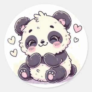 Redonda Pegatina Cute Panda - Diseño Animal Adorable