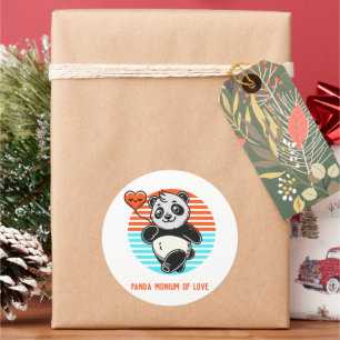Redonda Pegatina Cute Panda "Panda-monium of Love"