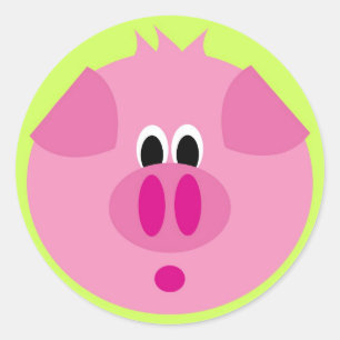Redonda Pegatina Cute Pig