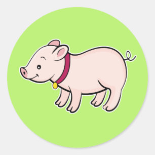 Redonda Pegatina Cute Piggy