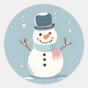 Redonda Pegatina Cute Snowman