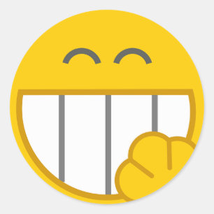 Redonda Pegatina Cute Yellow Laughing Face