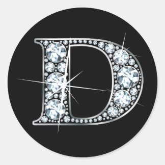 Redonda Pegatina "D" Faux-"Diamond Bling"