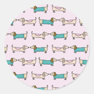 Redonda Pegatina - dachshunds lindos