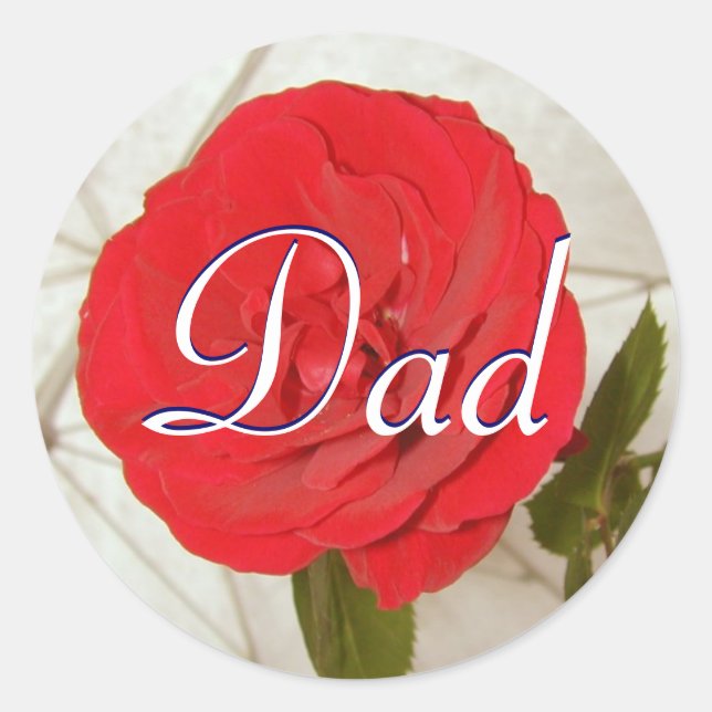 Redonda Pegatina Dad Red Rose (Anverso)