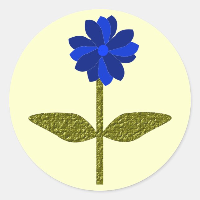 Redonda Pegatina Daisy Ocean Blue (Anverso)