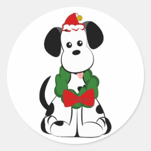 Redonda Pegatina dálmata del navidad