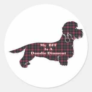 Redonda Pegatina Dandie Dinmont Terrier BFF
