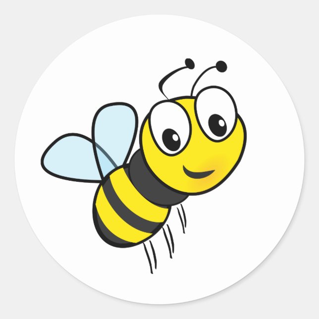Redonda Pegatina de abeja de miel de dibujos animados lind (Anverso)