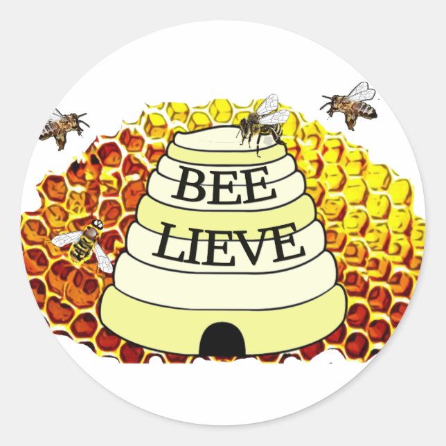 Redonda Pegatina de Abejas de Abeja-Lieve (Anverso)