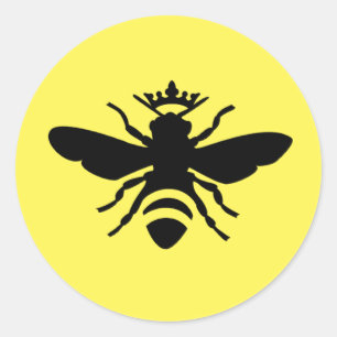 Redonda Pegatina De Abejas Reina, ¡Salven A Las Abejas!