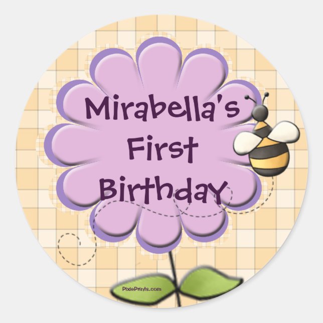 Redonda Pegatina de abono de parche de flor (Anverso)