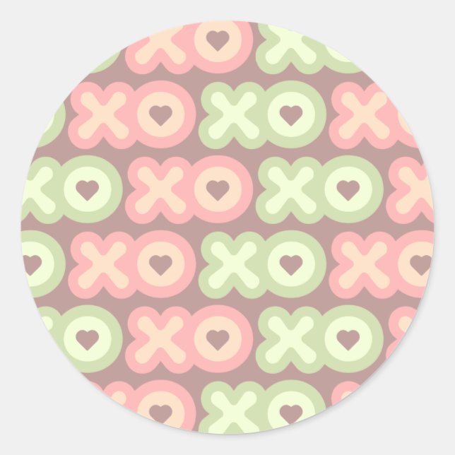 Redonda Pegatina De Abrazos Y Besos (Anverso)