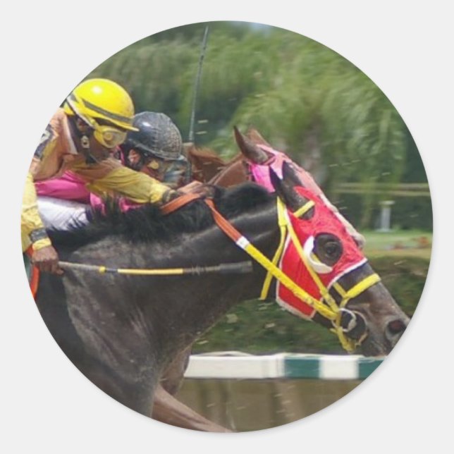 Redonda Pegatina de acabado de carrera de caballos (Anverso)