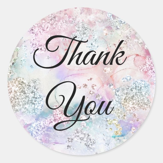 Redonda Pegatina de acuarela de purpurina iridiscente fals (Anverso)