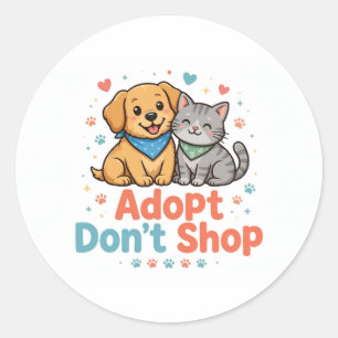 Redonda Pegatina de Adoptar No Comprar