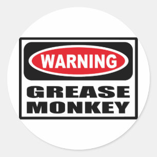 Redonda Pegatina de advertencia de GREASE MONKEY