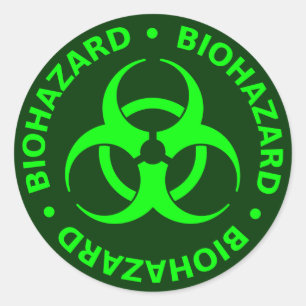 Redonda Pegatina de advertencia de riesgo biológico verde
