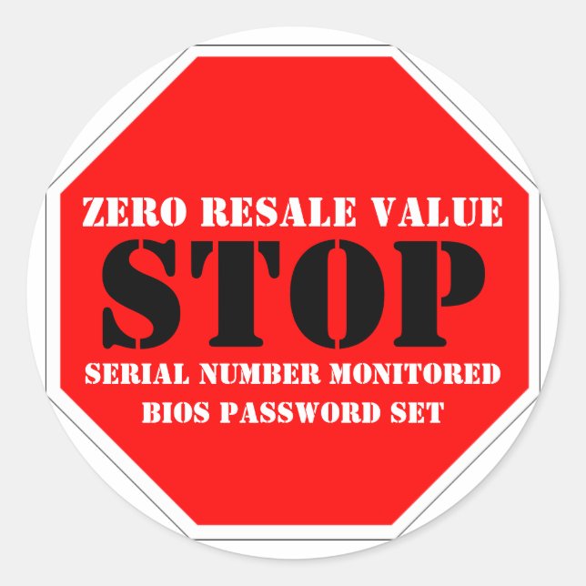 Redonda Pegatina de advertencia de Theft Deterrent (Anverso)