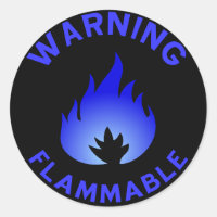 Pegatina de advertencia inflamable (azul)