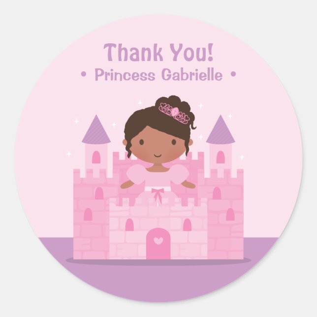 Redonda Pegatina de agradecimiento a la princesa afroameri (Anverso)