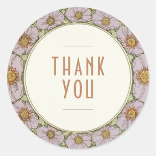 Redonda Pegatina de agradecimiento Arte Nouveau vintage de