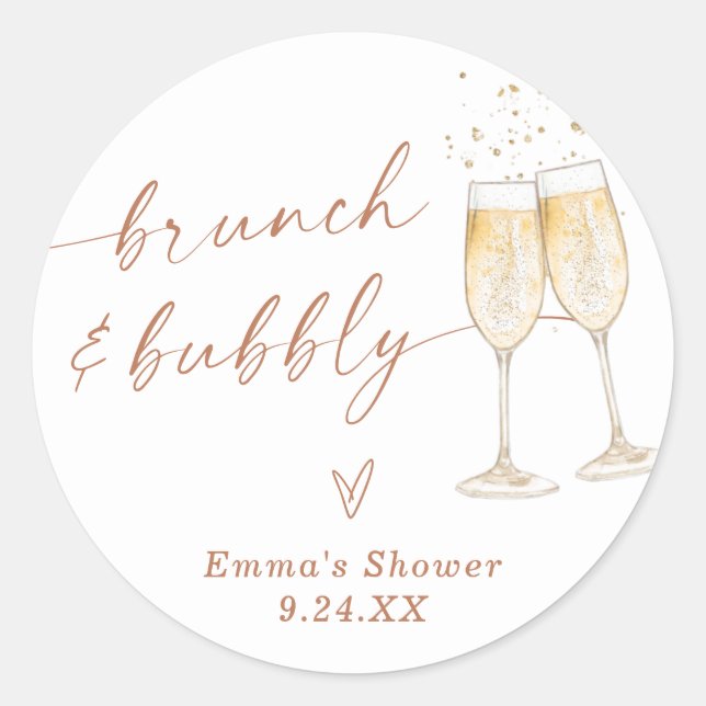 Redonda Pegatina de agradecimiento Boho | Brunch y burbuja (Anverso)