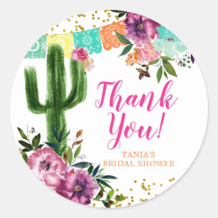 Redonda Pegatina de agradecimiento colorida de taco mexica