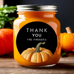 Redonda Pegatina de agradecimiento con calabaza