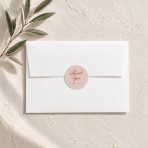 Redonda Pegatina de agradecimiento de boda Raspberry Blush