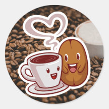 Pegatina de agradecimiento de café estilo frijoles