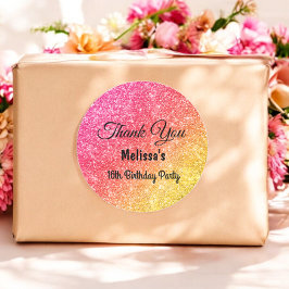 Redonda Pegatina de agradecimiento de cumpleaños amarilla 