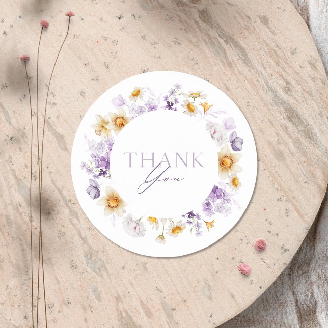 Redonda Pegatina de agradecimiento floral elegante (Subido por el creador)